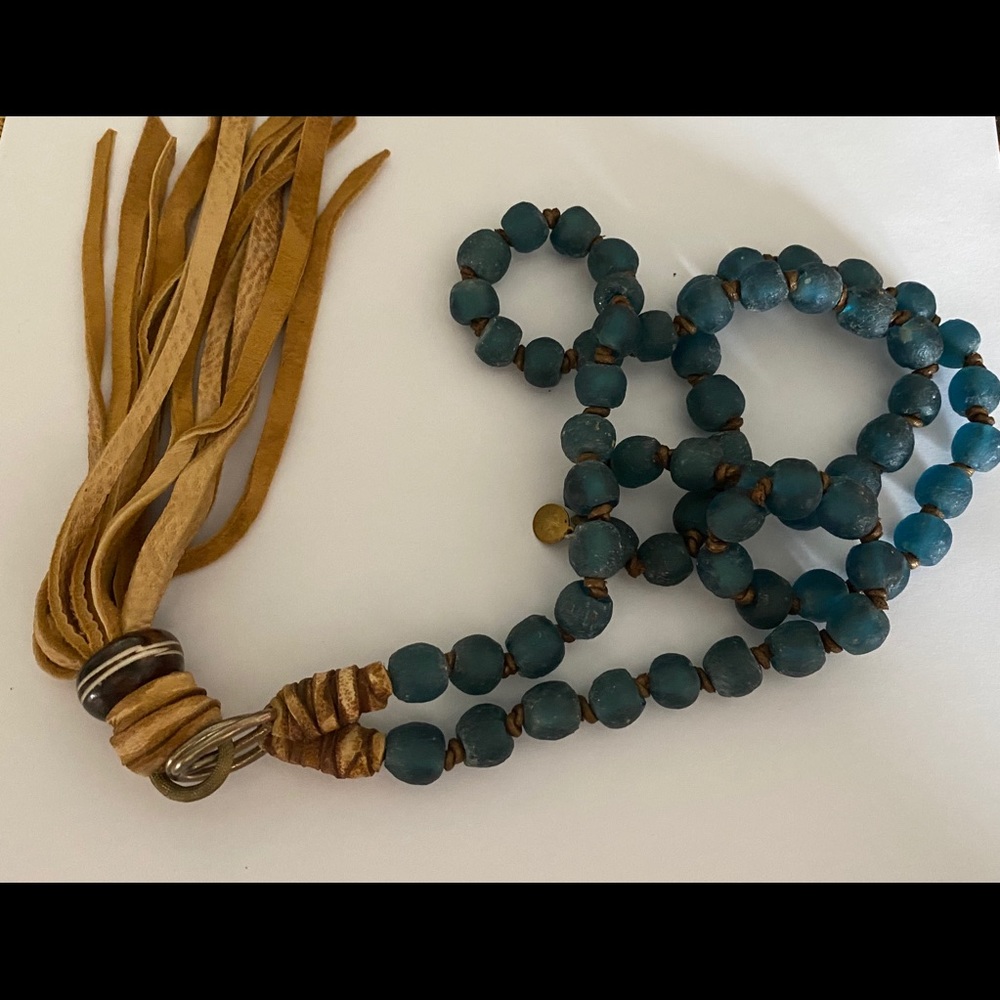 Sea glass tassel necklace